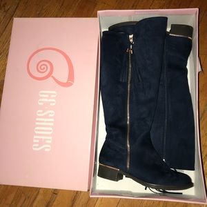 Navy Suede Boots